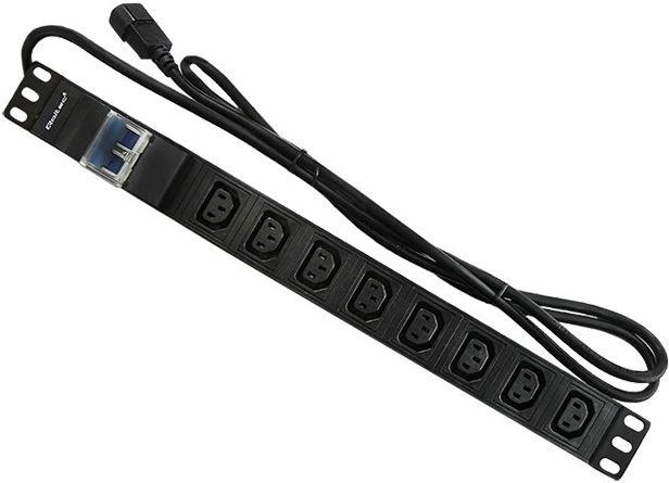 QOLTEC 53999 Apsauga nuo viršįtampių CB, skirta RACK 19 1U 10A PDU 8xIEC C13 2m