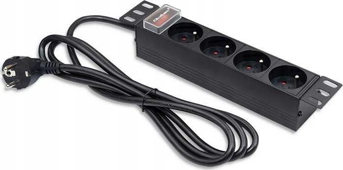 Qoltec Aliuminis maitinimo ilgintuvas RACK 10'' 1U 16A 4xFRENCH 1.8m
