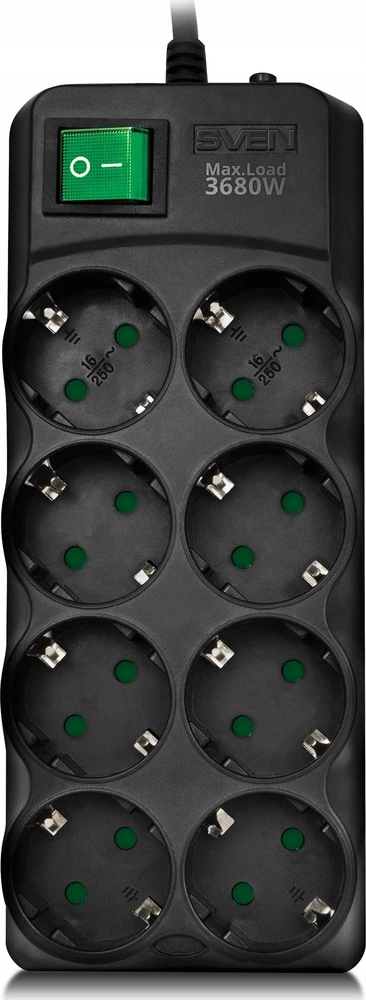 Listwa zasilająca Sven SF-08E-16 przeciwprzepięciowa 8 gniazd 1.8 m juoda (SV-021603)
