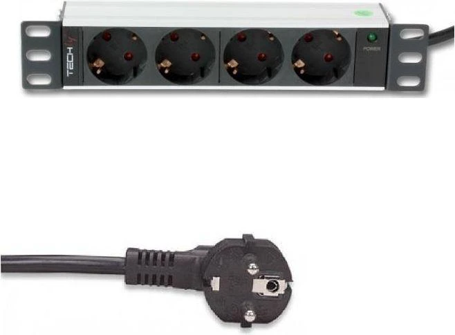 Techly I-CASE M10-4D maitinimo paskirstymo įrenginys 1U Aliuminis, Juoda 4 AC išvestis(ys / čių)