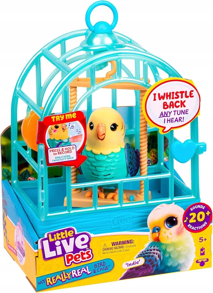 Moose Interaktyvus žaislinis paukščiukas Little Live Pets My Really Real Bird & Cage Indie