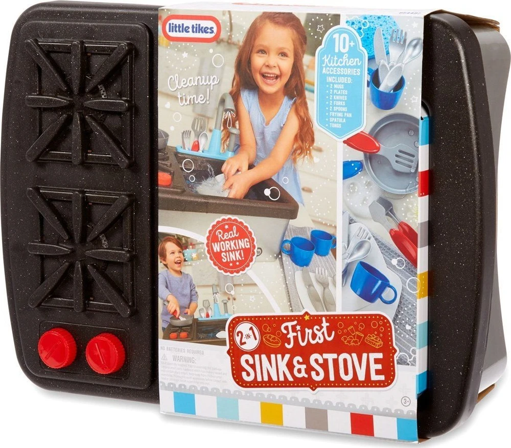 Little Tikes Mažos tikes kriauklė + virtuvė su vandens cirkuliacija 2in1 kriauklės virtuvė Pirmoji 13 AKC