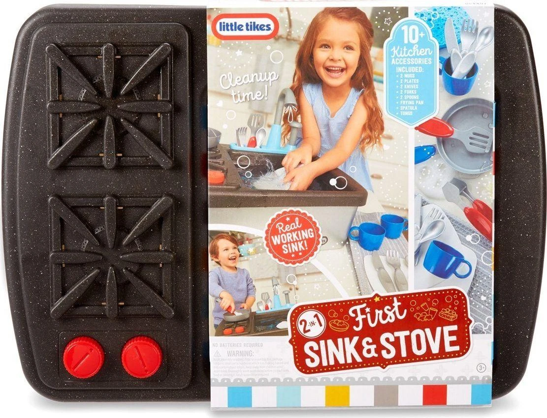 Little Tikes Mažos tikes kriauklė + virtuvė su vandens cirkuliacija 2in1 kriauklės virtuvė Pirmoji 13 AKC