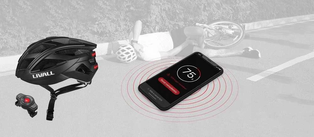 Livall „Bluetooth“ plento šalmas 55–61 cm LED/SOS/interkom juodas