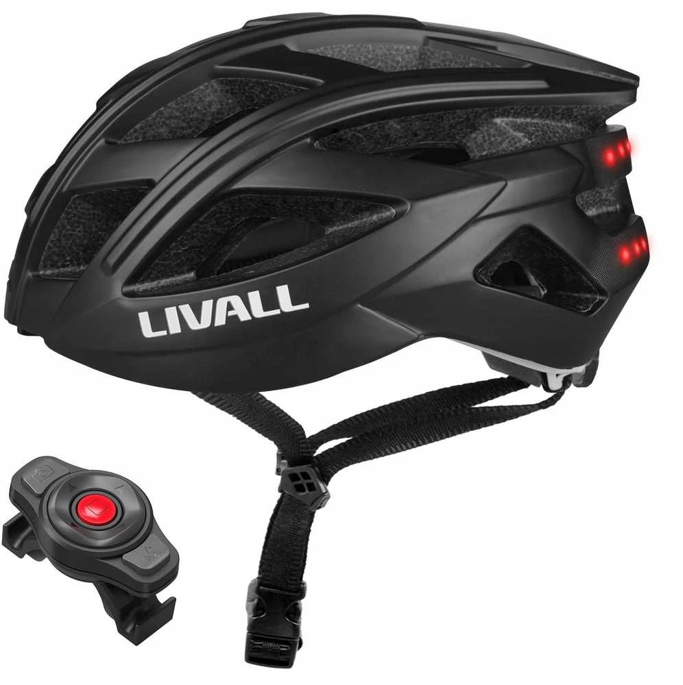 Livall „Bluetooth“ plento šalmas 55–61 cm LED/SOS/interkom juodas