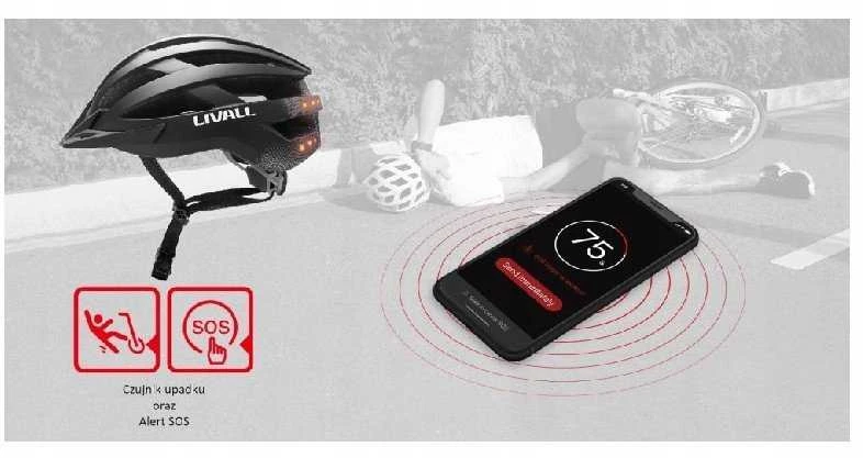 Livall MTB dviračio šalmas su „Bluetooth“ ir „58-62cm“ LED/SOS/interkomu, juodas