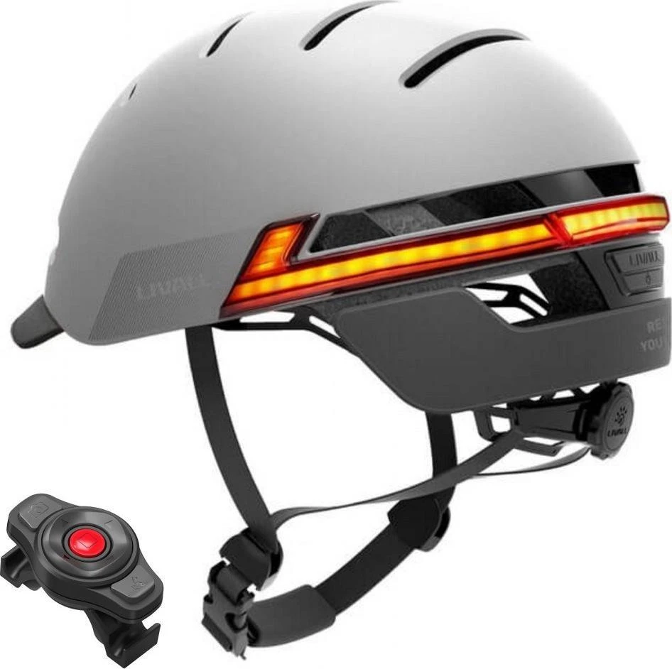 Livall Kask miejski Bluetooth 57-61cm LED/SOS/Intercom pilka