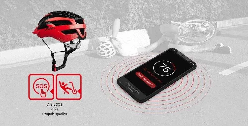 Livall Dviratininko šalmas MTB Bluetooth 54-58cm LED/SOS/Intercom raudona