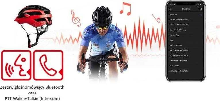 Livall Dviratininko šalmas MTB Bluetooth 54-58cm LED/SOS/Intercom raudona