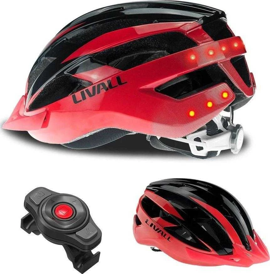 Livall Dviratininko šalmas MTB Bluetooth 54-58cm LED/SOS/Intercom raudona
