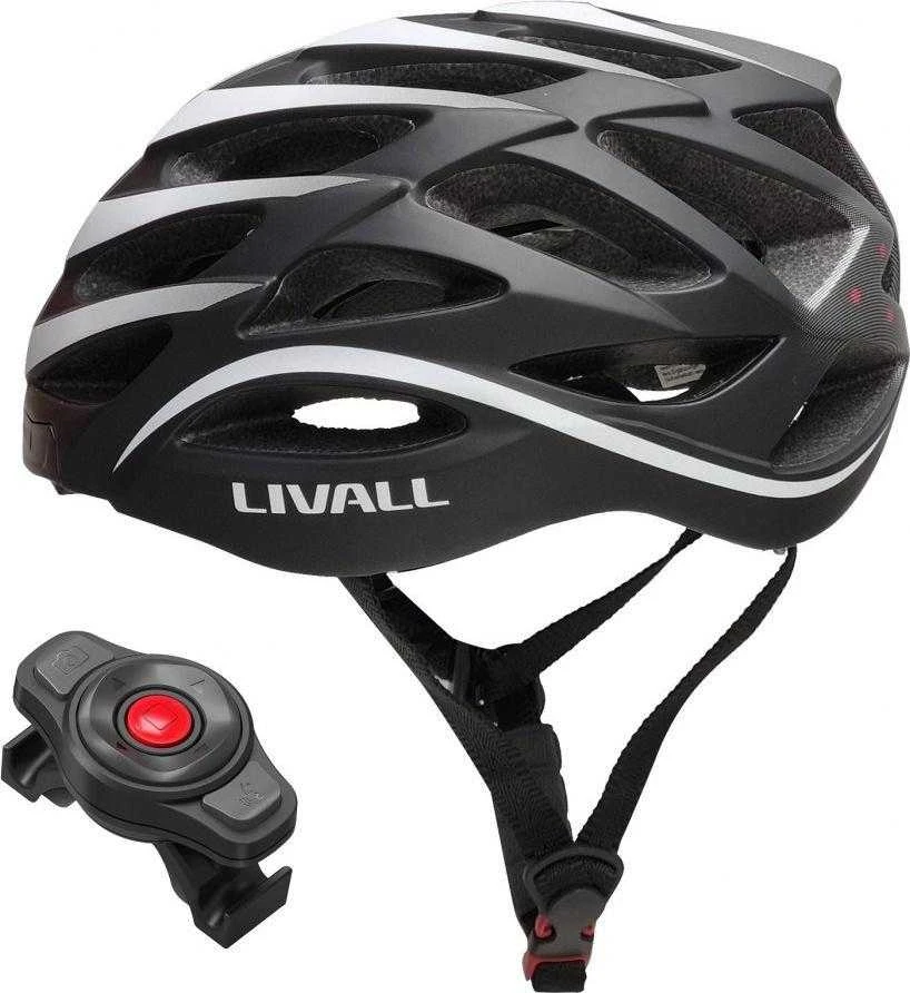 Livall Plento šalmas su „Bluetooth“ ryšiu, 55–61 cm, LED/SOS/interkomu, baltas