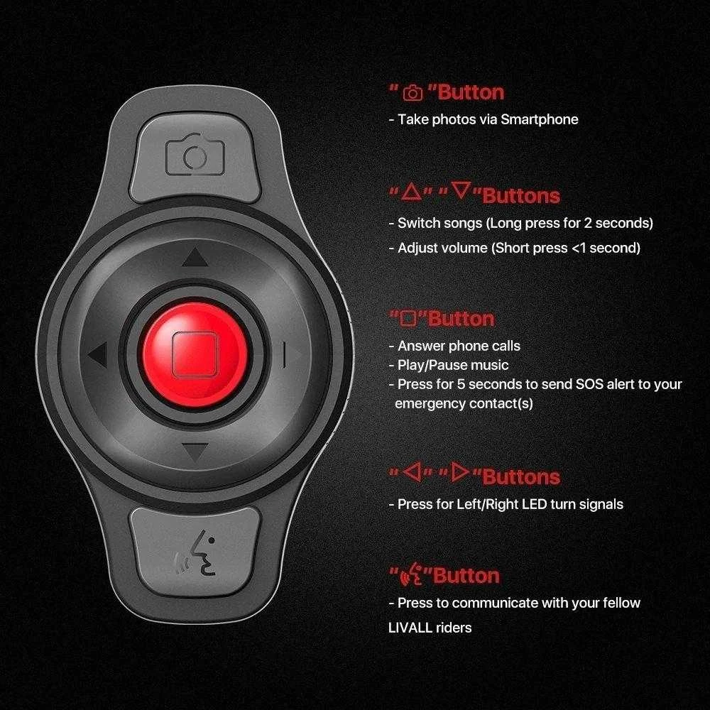Livall „Bluetooth“ plento šalmas 55–61 cm LED/SOS/interkom raudonas