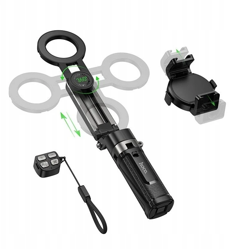 Gyvas stovas Hoco su magnetiniu ir universaliu laikikliu bei nuotolinio valdymo pultu K27 PRO juodas