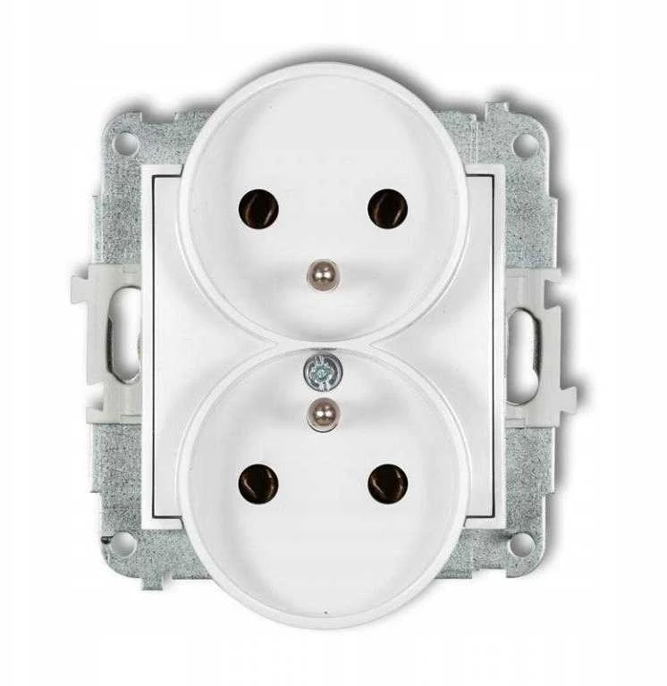 Karlik Elektrotechnik 25IGPR-2z ICON Dvigubo lizdo mechanizmas rėmui su įžeminimu 2x(2P+Z) (be srovės kelio sklendių) baltas matinis 25IGPR-2z
