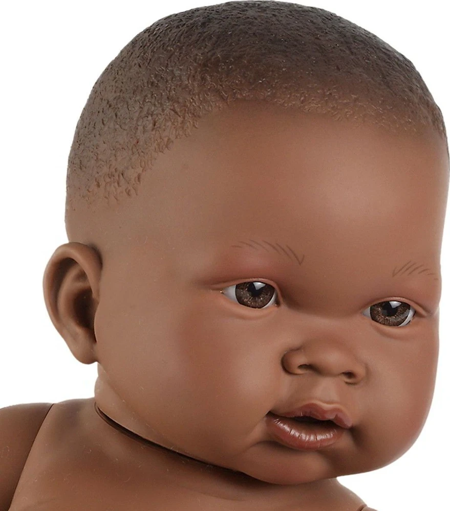Llorens Baby Girl Doll Nahia 45 cm be drabužių tamsios odos (45004)