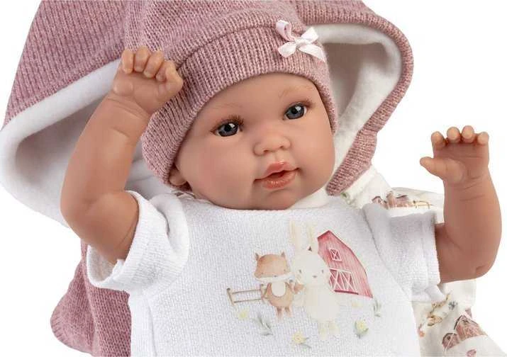 Llorens Llorens 16350 Lėlė 36 cm rožiniame miegmaišyje
