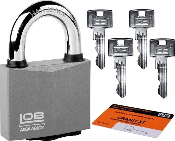 LOB GRANITE-1 UŽSKYRA SU SERTIFIKATU, APSAUGOS ĮSIGALIMO, 4 RAKTAI