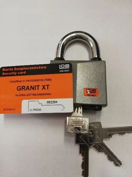 LOB GRANITE-1 UŽSKYRA SU SERTIFIKATU, APSAUGOS ĮSIGALIMO, 4 RAKTAI