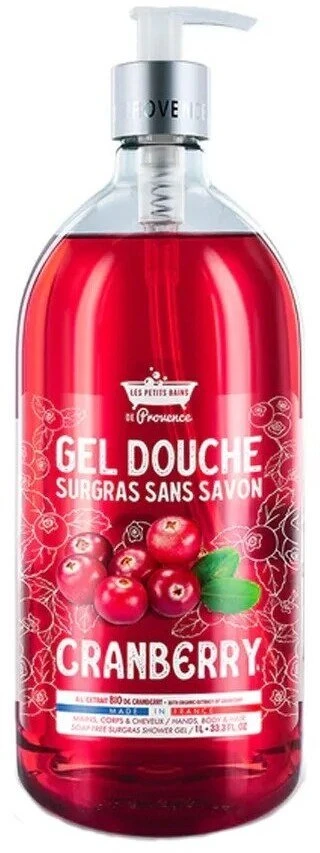 Les Petites Bains de Provence Cranberry Dušo želė jautriai odai, 1000 ml