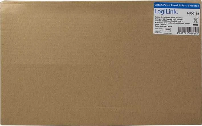LOGILINK NP0018B LOGILINK- Patch Panel Desktop Cat.6A STP 8 jungtys, Juodas
