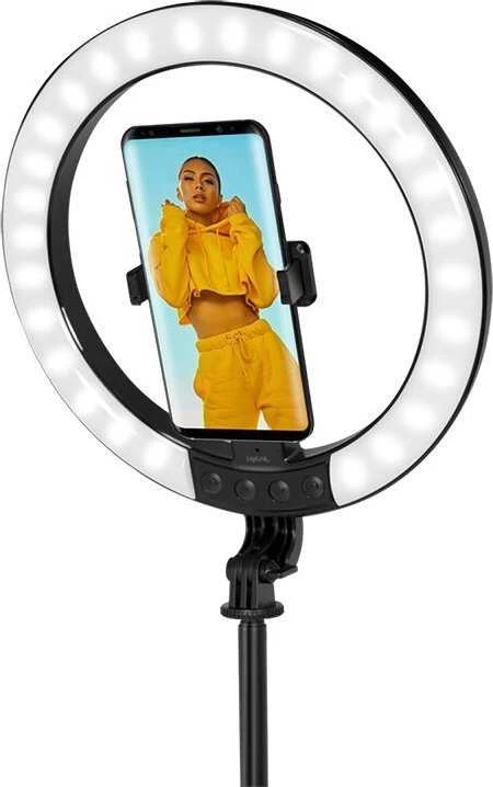 Asmenukių lazda LogiLink LogiLink Išmanusis telefonas žiedinis šviestuvas su selfie stick trikoju, skersmuo 20 cm
