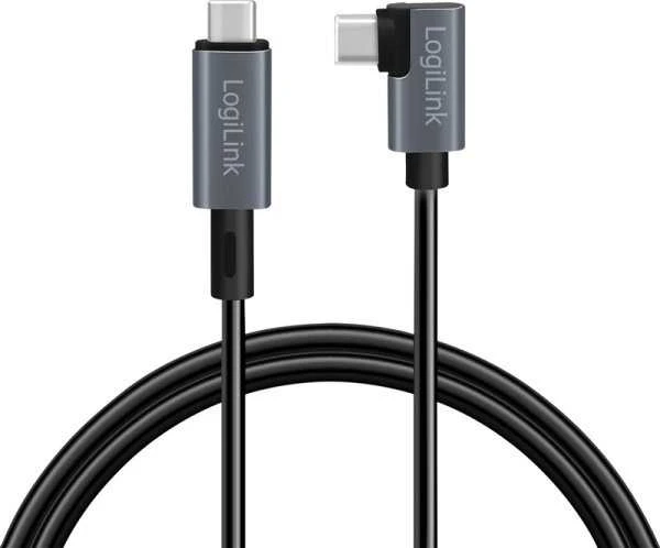 LogiLink USB 2.0 | USB-C 1.0m 100W kampinis juodas