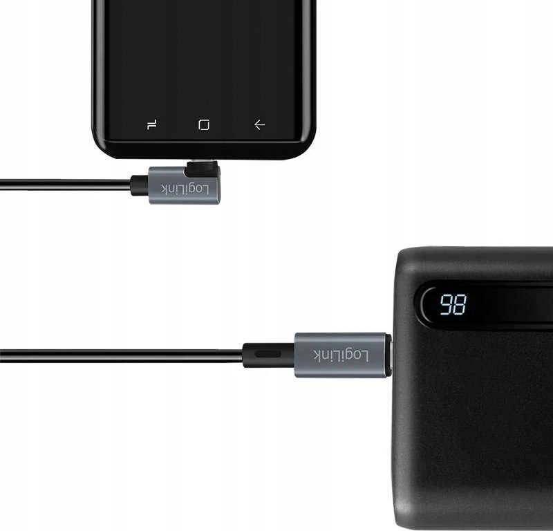 „LogiLink USB 2.0 | USB-C“ 2,0 m kampinis juodas