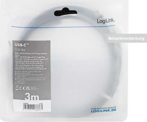 „LogiLink USB 2.0 | USB-C“ 2,0 m kampinis juodas