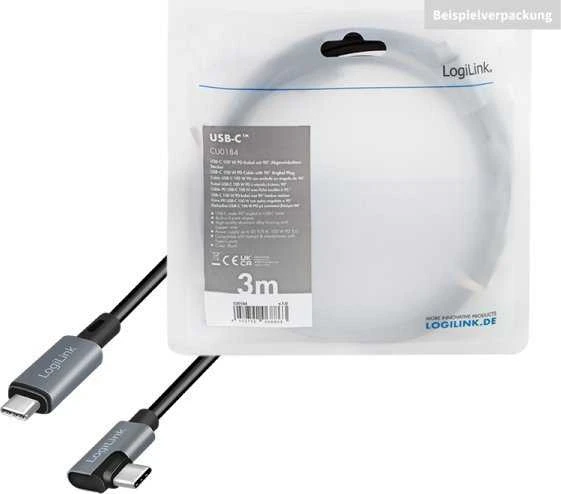 „LogiLink USB 2.0 | USB-C“ 2,0 m kampinis juodas