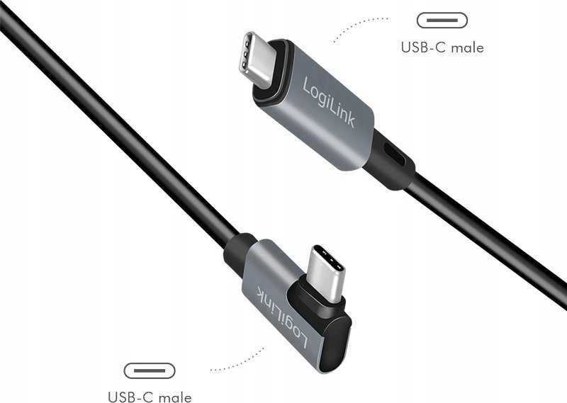 „LogiLink USB 2.0 | USB-C“ 2,0 m kampinis juodas