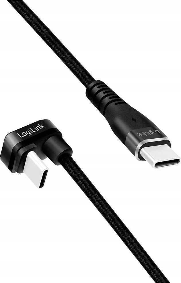 „LogiLink“ USB 2.0 | USB-C 2.0m 60W pintas kampinis juodas
