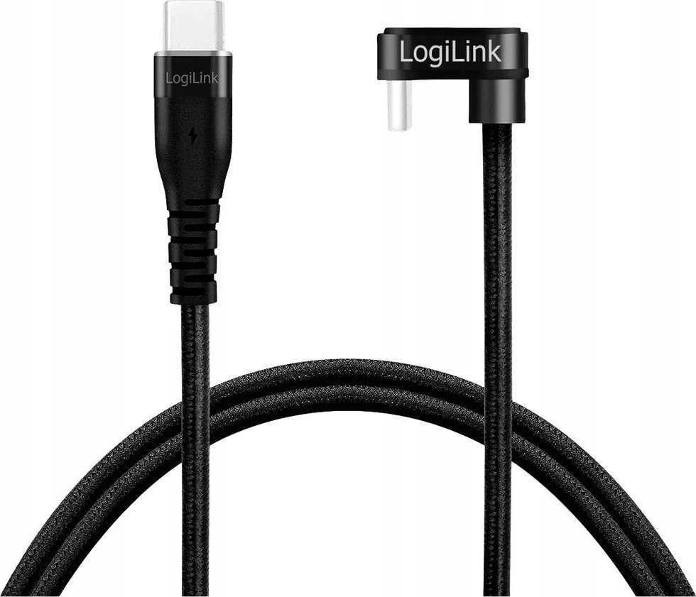 „LogiLink“ USB 2.0 | USB-C 2.0m 60W pintas kampinis juodas