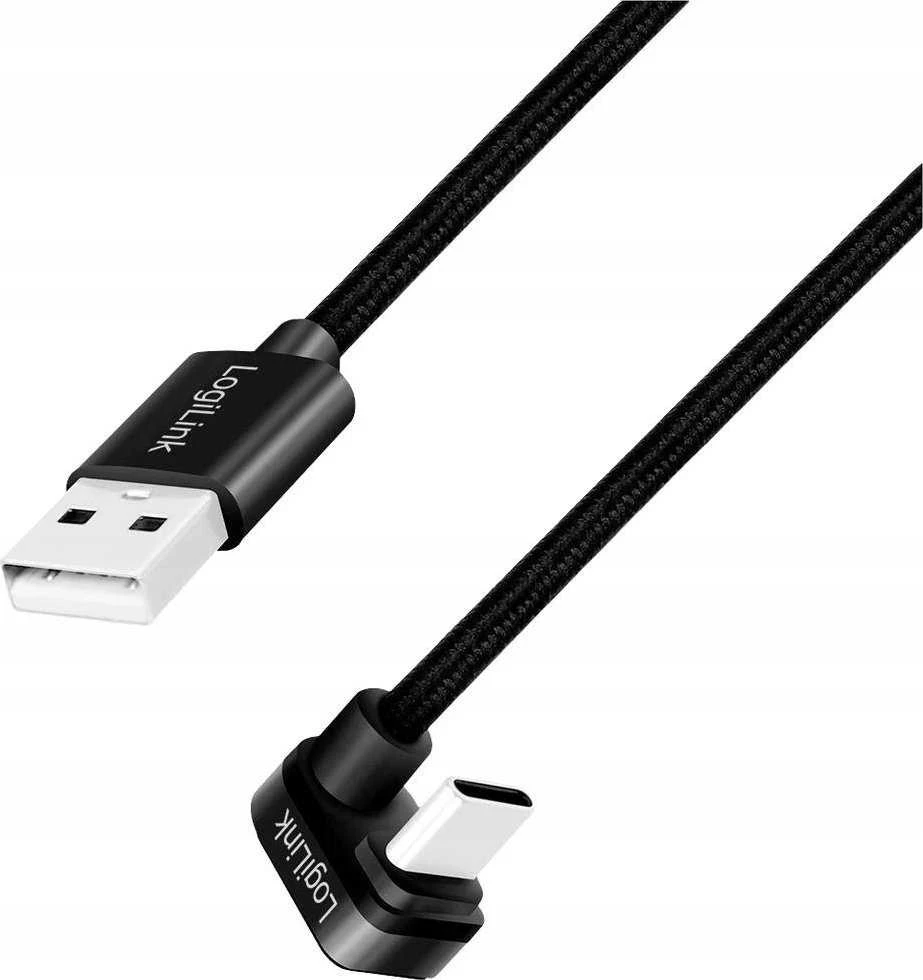 „LogiLink“ USB 2.0 | USB-A - USB-C 1,0 m, 60 W, pintas, kampinis, juodas