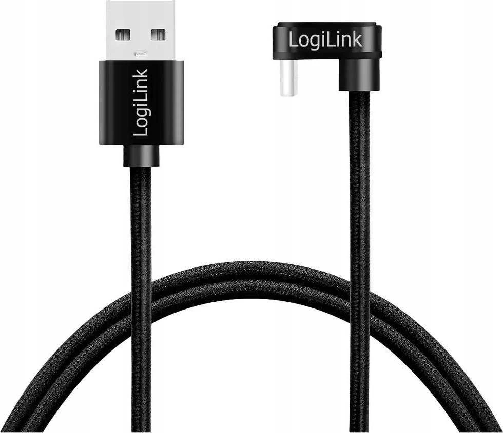 „LogiLink“ USB 2.0 | USB-A - USB-C 1,0 m, 60 W, pintas, kampinis, juodas