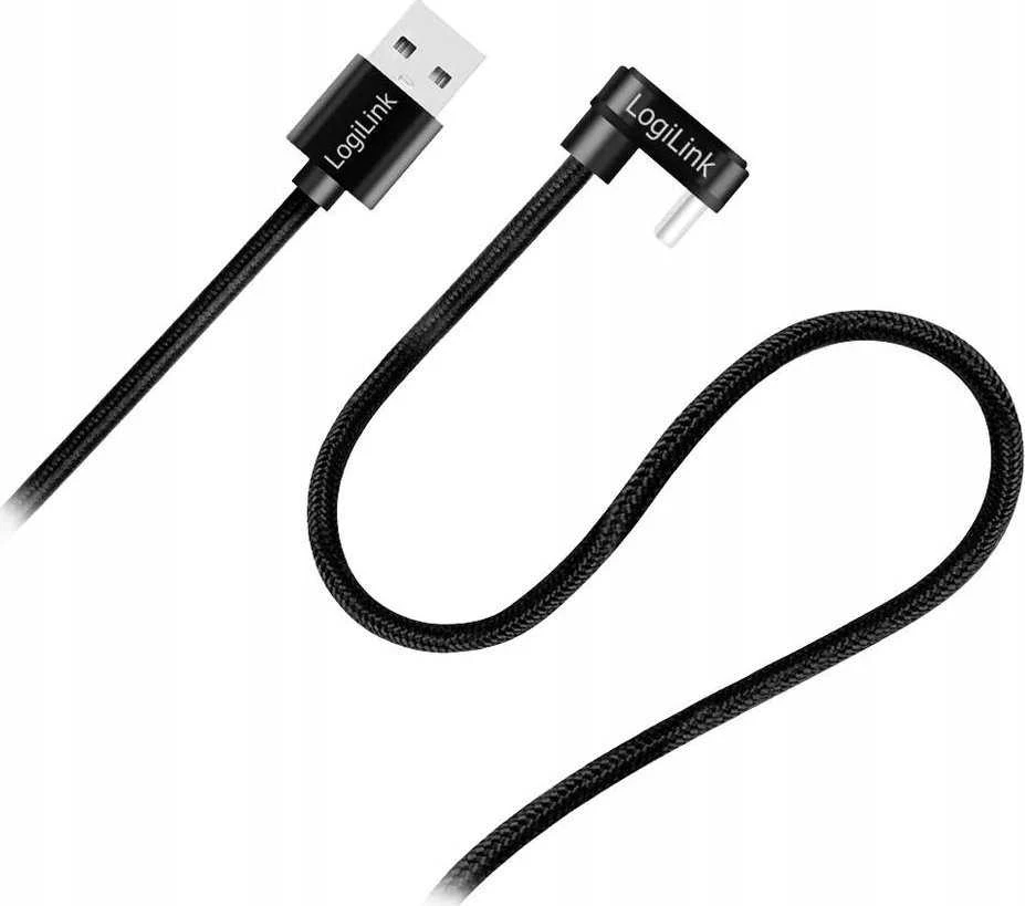 „LogiLink“ USB 2.0 | USB-A - USB-C 1,0 m, 60 W, pintas, kampinis, juodas