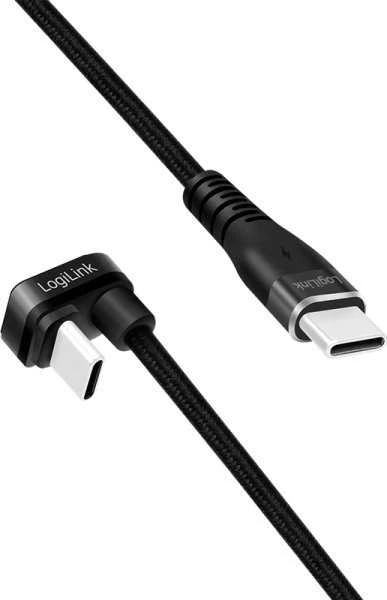 „LogiLink“ USB 2.0 | USB-C 3,0 m, 60 W, pintas, kampinis, juodas