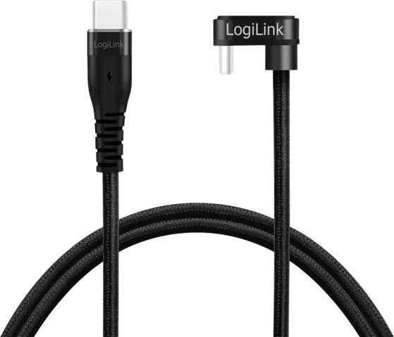 „LogiLink“ USB 2.0 | USB-C 3,0 m, 60 W, pintas, kampinis, juodas