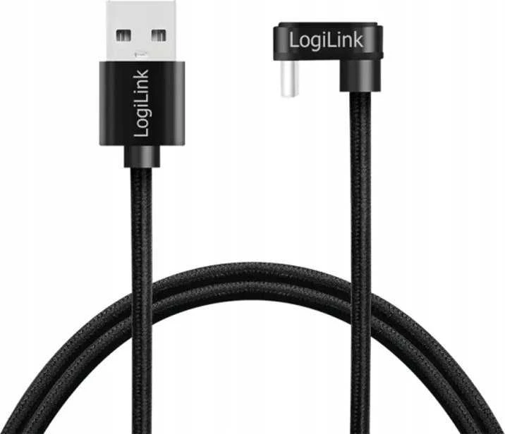 „LogiLink“ USB 2.0 | USB-A - USB-C 3,0 m, 60 W, pintas, kampinis, juodas