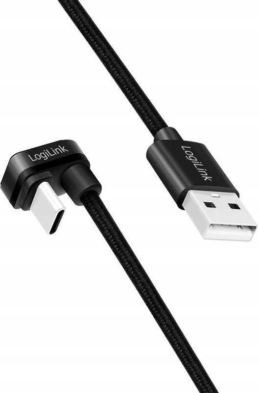 „LogiLink“ USB 2.0 | USB-A - USB-C 3,0 m, 60 W, pintas, kampinis, juodas