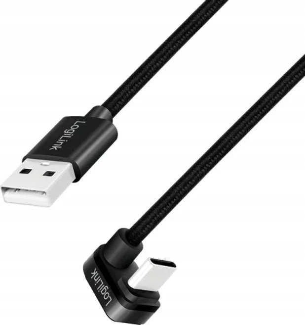 „LogiLink“ USB 2.0 | USB-A - USB-C 3,0 m, 60 W, pintas, kampinis, juodas