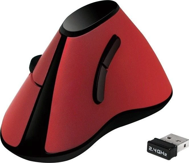 LOGILINK ID0159 LOGILINK - Ergonomiška vertikali pelė, bevielis 2,4 GHz, raudonas