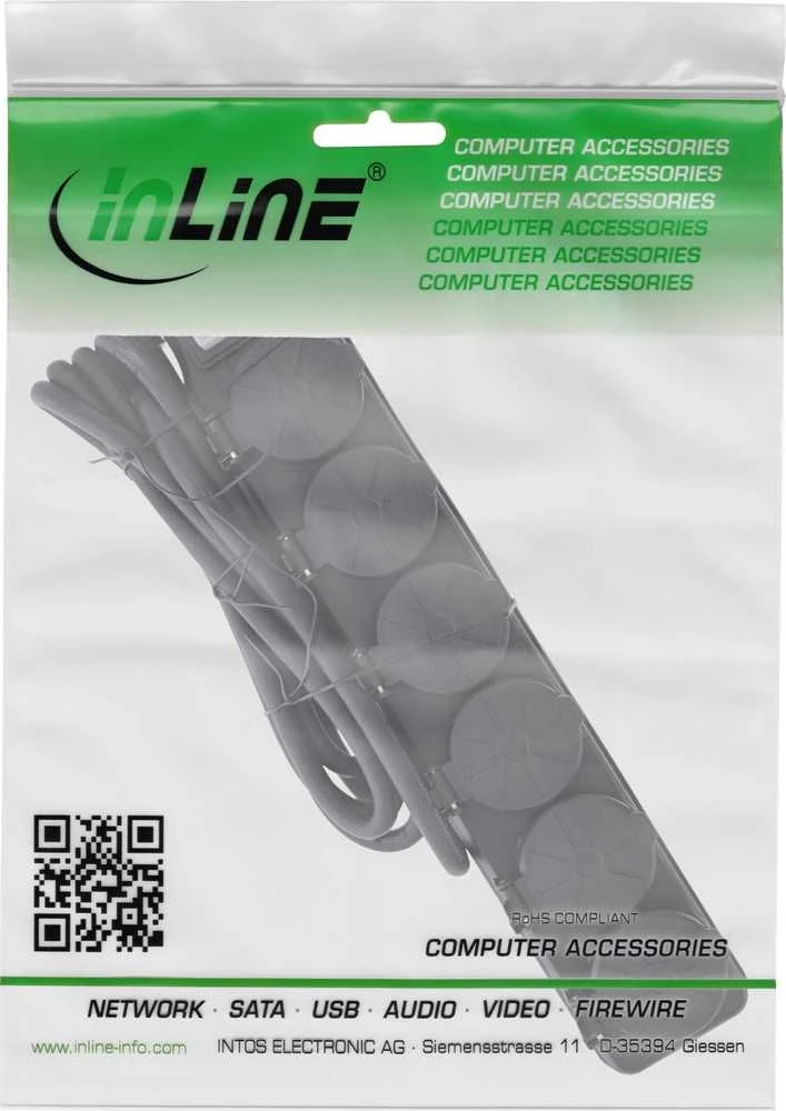 LogiLink InLine® lauko maitinimo juosta IP44 su jungikliu, 6 lizdai, 10m
