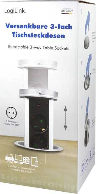 LogiLink 3 gniazda 1.8m juoda-sidabrinė