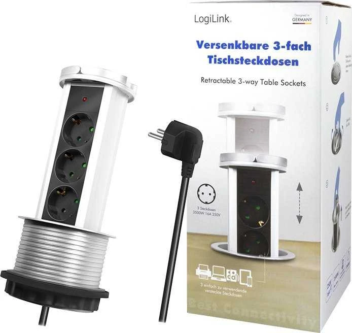 LogiLink 3 gniazda 1.8m juoda-sidabrinė