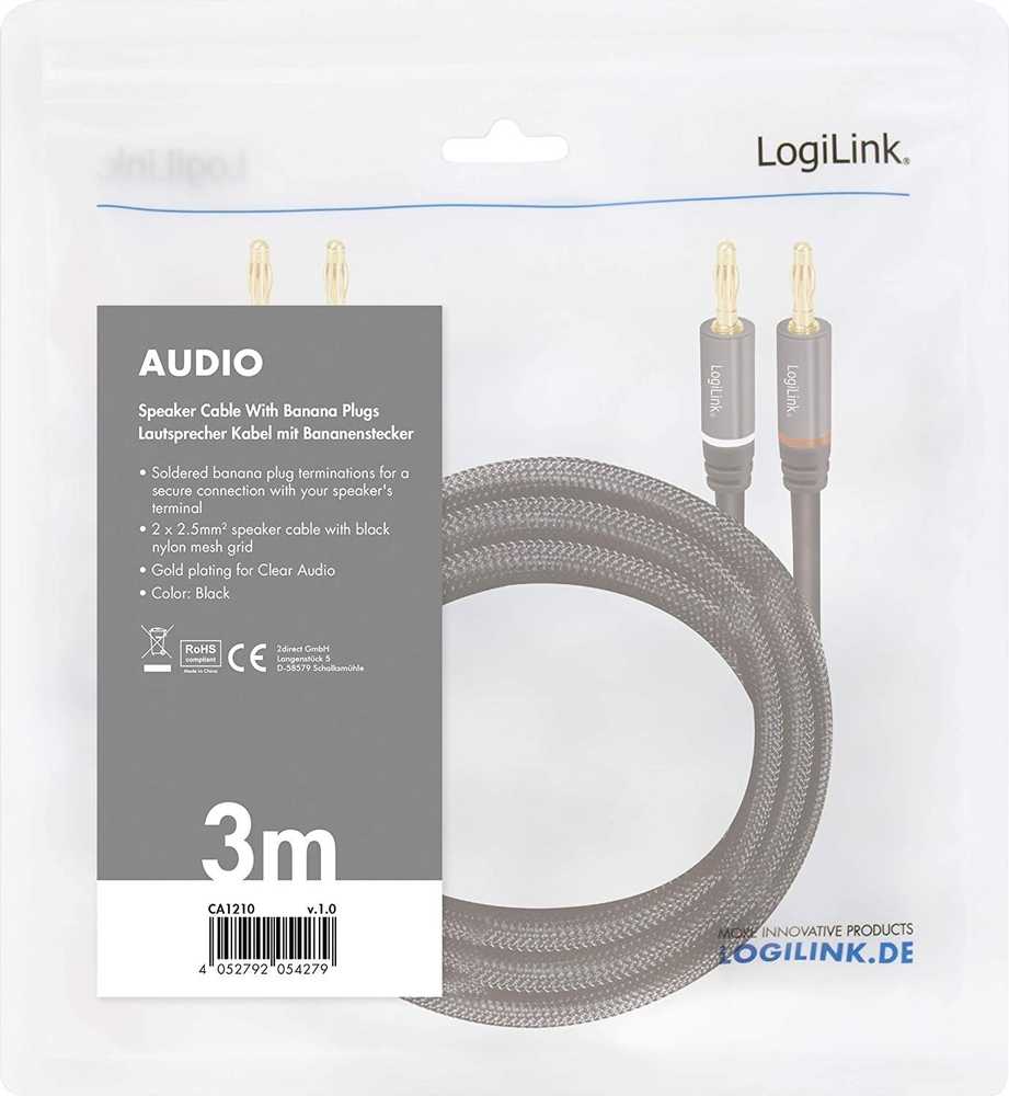 „LogiLink“ garsas, 3,0 m bananų kištukas