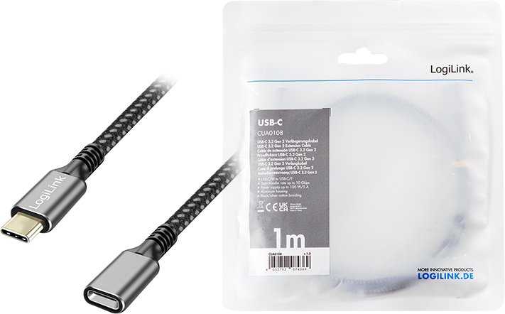 LogiLink Kabelis USB3.2 gen1 TypeC do USB-C/F, PD, 2m
