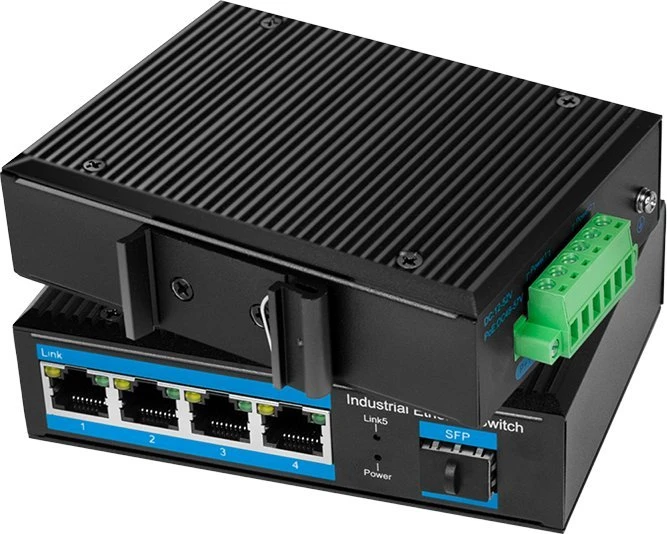 Šakotuvas „LogiLink“ komutatorius su 4 prievadų gigabito eterneto ryšiu, 1000 Mbps, 1 SFP + 1 prievadu