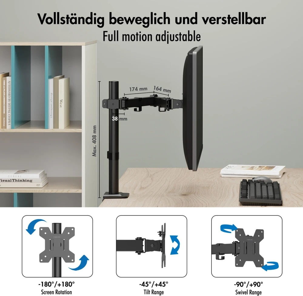 LogiLink Laikiklis do monitora 17 - 32', max 10kg., plieno