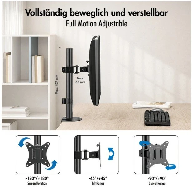 LogiLink Laikiklis na monitorius 17-32 ', 9kg max, juoda