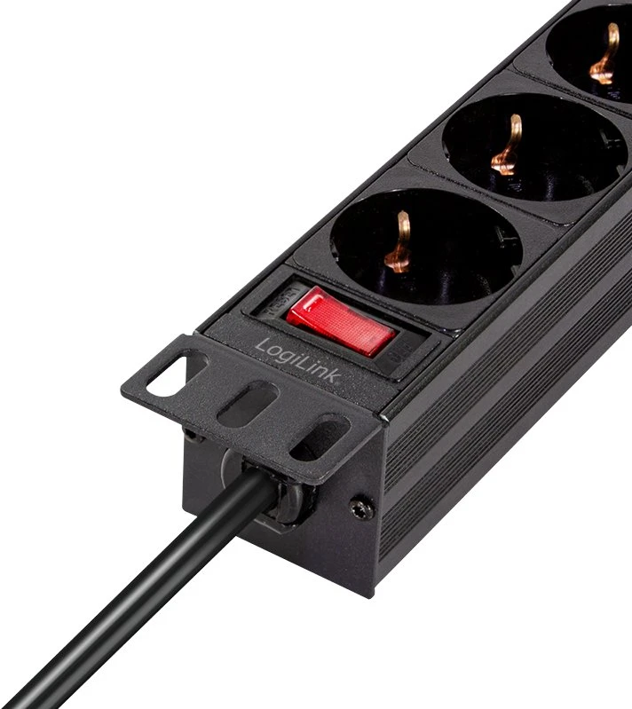 LogiLink LogiLink Kištukų lizdų blokas 4 vietų su jungikliu, 10'' (1HE), 2 m